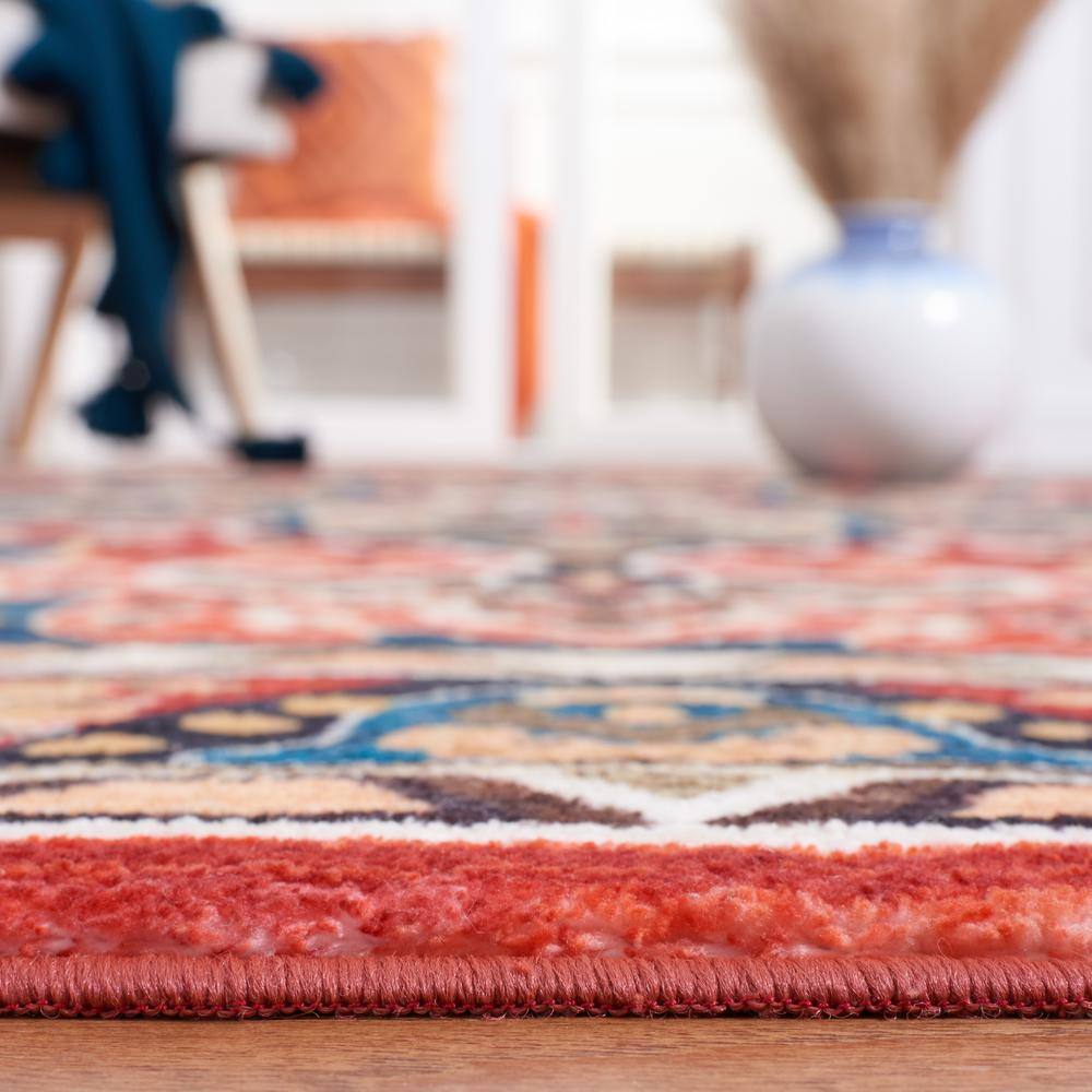 Riviera Elegance 5'5" x 7'7" Black & Red Synthetic Non-Slip Area Rug