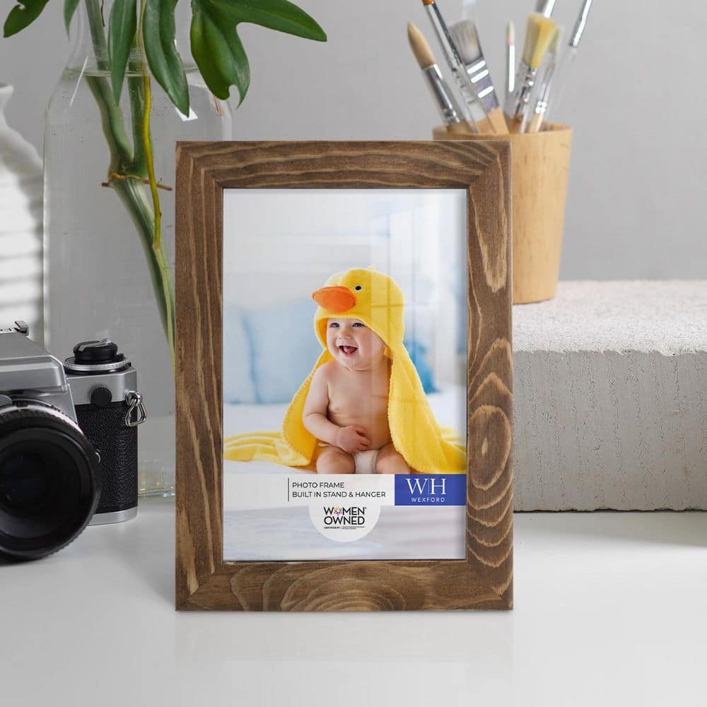Walnut 5x7 Matte Wood Picture Frame Set with Glass Cover