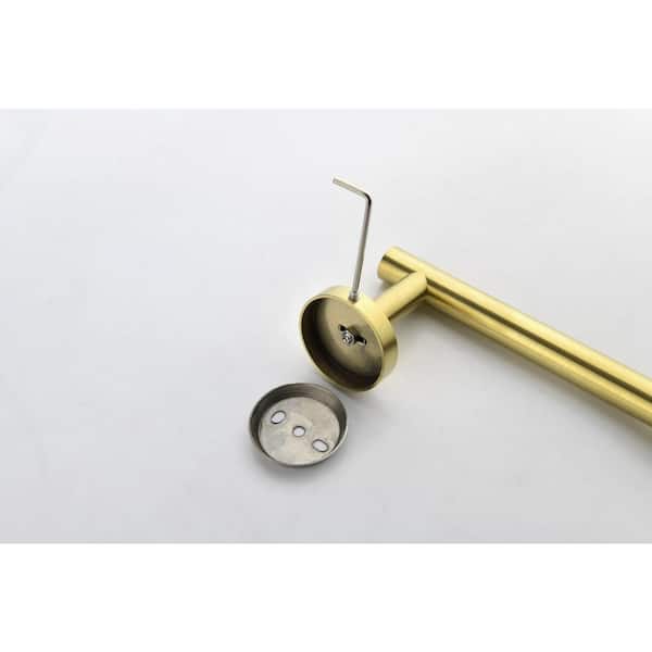 3-Piece 13.85 in. Wall Mounted Towel Bar in Stainless Steel Brushed Gold
