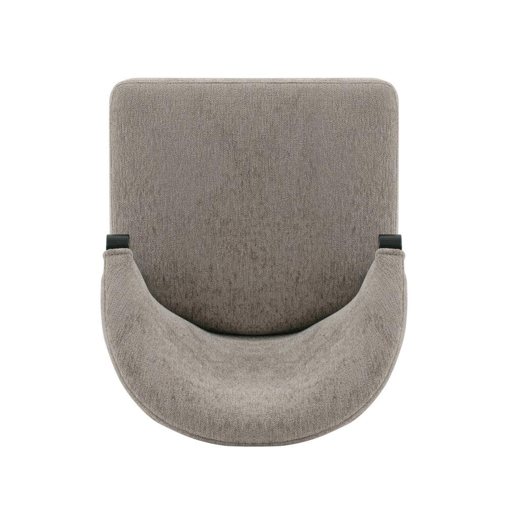 Stone Gray Boucle Upholstered Side Chair with Elm Wood Legs