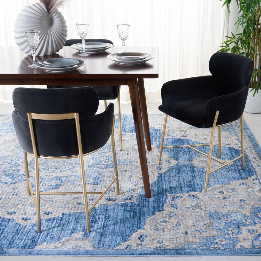 Brentwood 7 ft. x 7 ft. Square Blue/Gray Geometric Area Rug price history on PriceWatchPro
