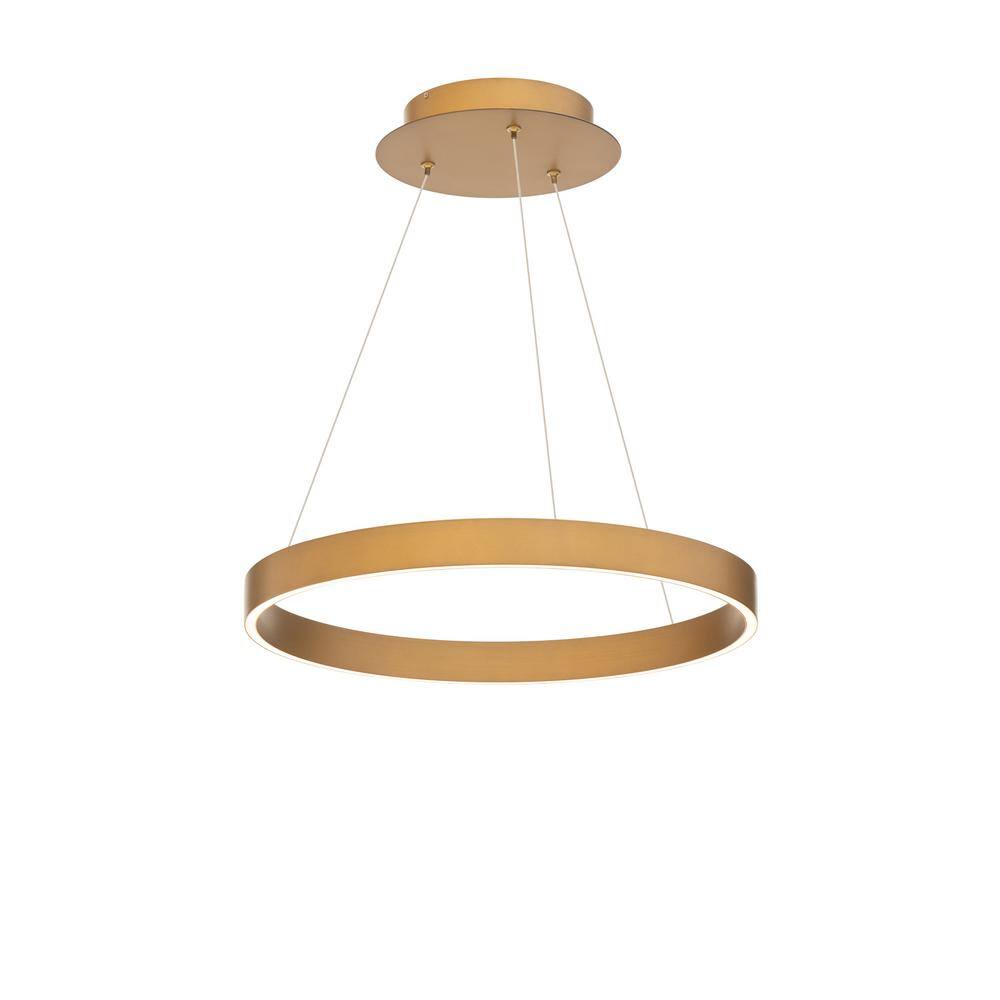 Sirius 18 in. 36-Watt 1-Light Aged Brass Standard Integrated LED Pendant Light Glass Shade 3000K price history on PriceWatchPro
