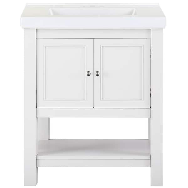 Home Decorators Collection Gazette 31 in. Single Sink White Bath Vanity with White Cultured Marble Top (Assembled)