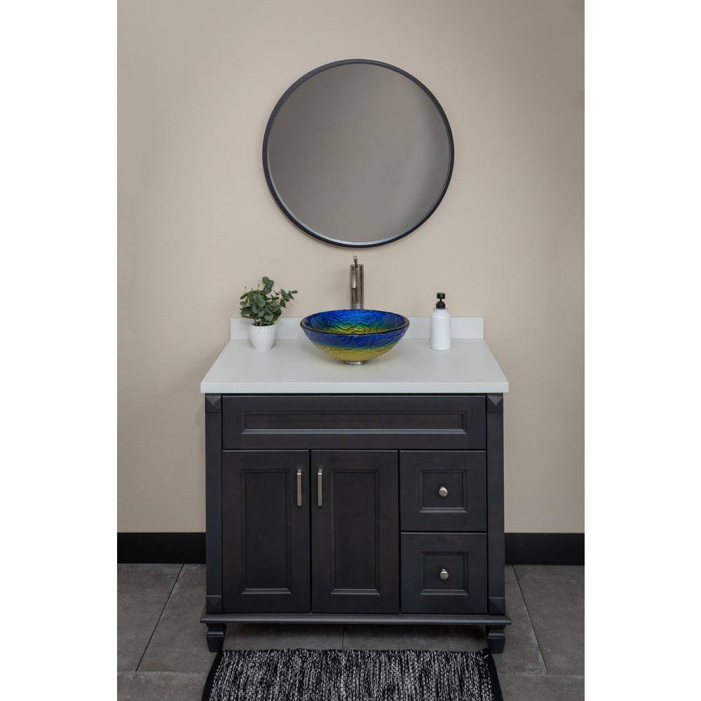 14.25'' Blue and Yellow Glass Vessel Sink