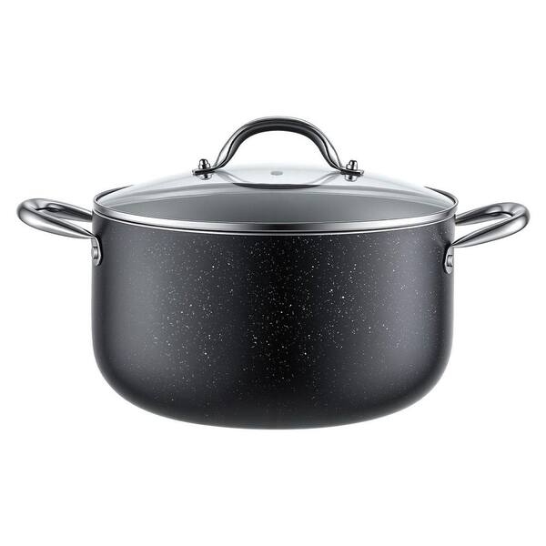 6 qt. Aluminum Stock Pot, Nonstick Ceramic Coated with Glass Lid, PFOA and PFAS Free
