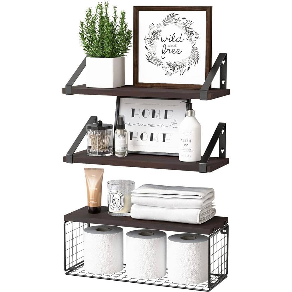 Cubilan 16.5 in. W x 6 in. D Black Decorative Wall Shelf, Floating ...