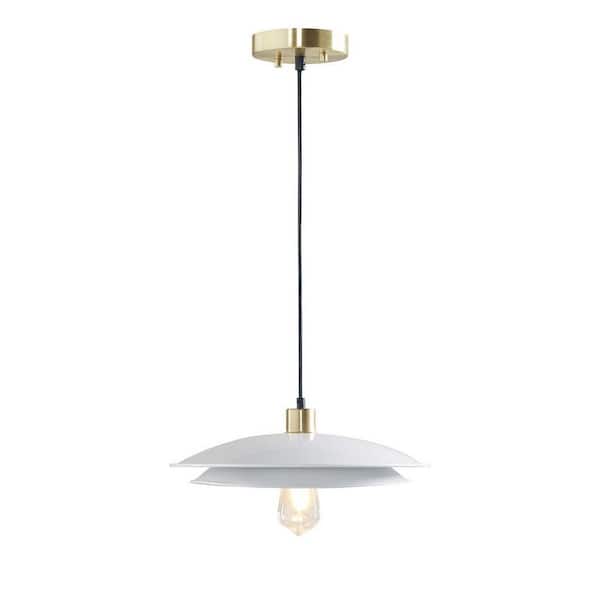 LanternSoho 1-Light White Finish Layered Chandelier for Kirtch with No Bulbs Included