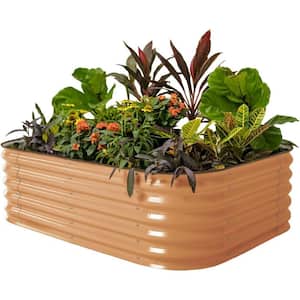 17 in. Tall 6-In-1 Raised Gardening Bed Metal Outdoor Planter for Vegetables Galvanized Flowers Box, Terra Cotta