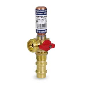 1/2 in. Press x 3/4 in. MHT Brass Washing Machine Replacement Valve with Hammer Arrestor Red- for Hot Water Supply