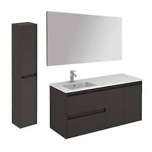47.5 in. W x 18.1 in. D x 22.3 in. H Bathroom Vanity Unit with Mirror and Column in Anthracite