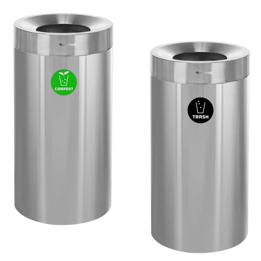 27 Gal. Stainless Steel Open Top Compost Kitchen and Commercial Vented Tras