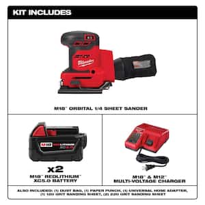 M18 18-Volt Lithium-Ion Cordless 1/4 in. Sheet Sander with One 5.0 Ah Battery and Charger