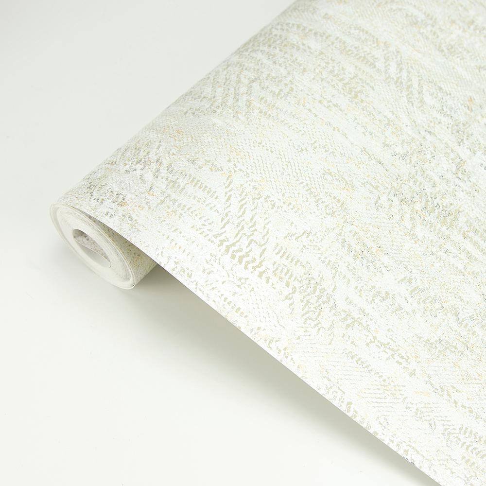 Luster White and Gold Distressed Non-Woven Wallpaper