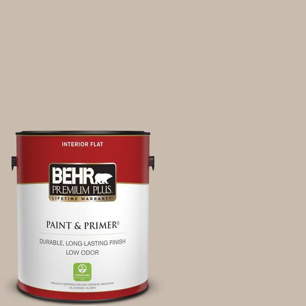 BEHR PREMIUM PLUS 1 gal. #ECC-44-1 Barley Field Flat Low Odor Interior Paint & Primer