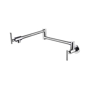 Wall Mount Pot Filler Faucet with 2 Handles in Chrome