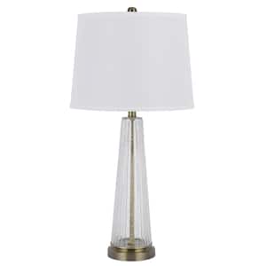 Huxley 30 in. Height Antique Brass Metal Gourd Table Lamp Set for Living Room with Fabric Shade