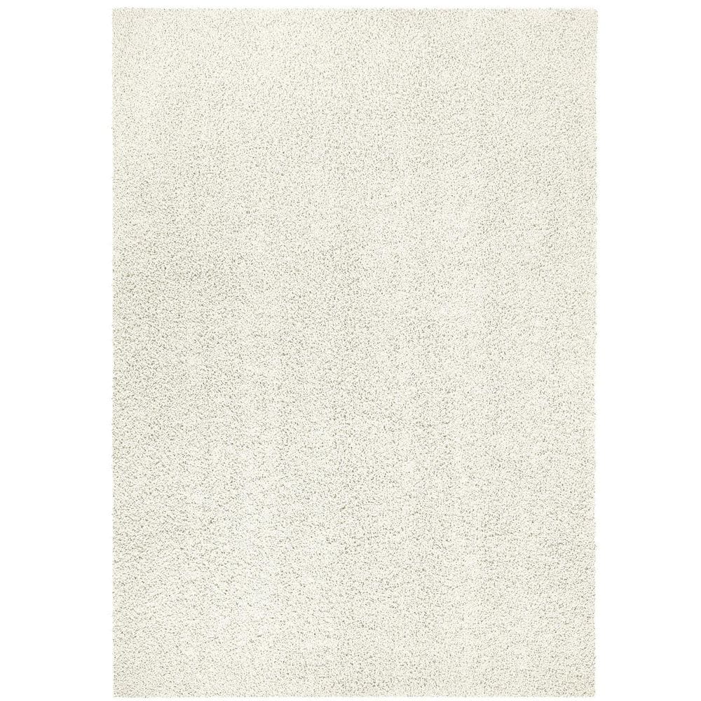 White Polyester 5 ft. x 7 ft. Solid Indoor/Outdoor Area Rug