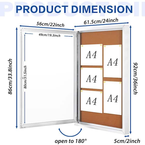 36 in. x 24 in. Outdoor Enclosed Cork Bulletin Board (1-pack)
