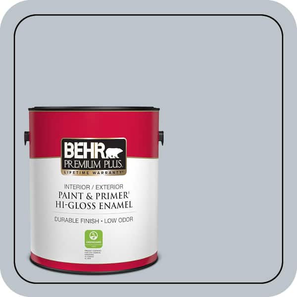 BEHR PREMIUM PLUS 1 gal. #N490-2 Icicles Hi-Gloss Enamel Interior/Exterior Paint & Primer