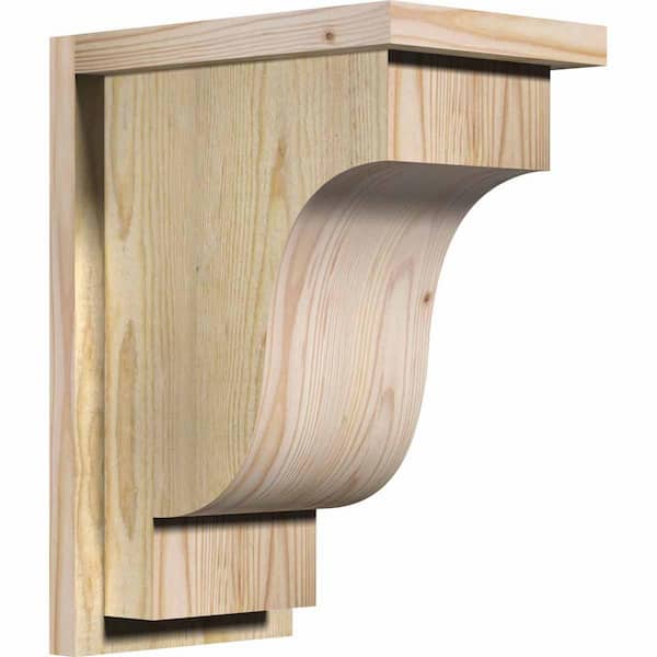 Ekena Millwork 8 in. x 12 in. x 16 in. Newport Rough Sawn Douglas Fir Corbel with Backplate