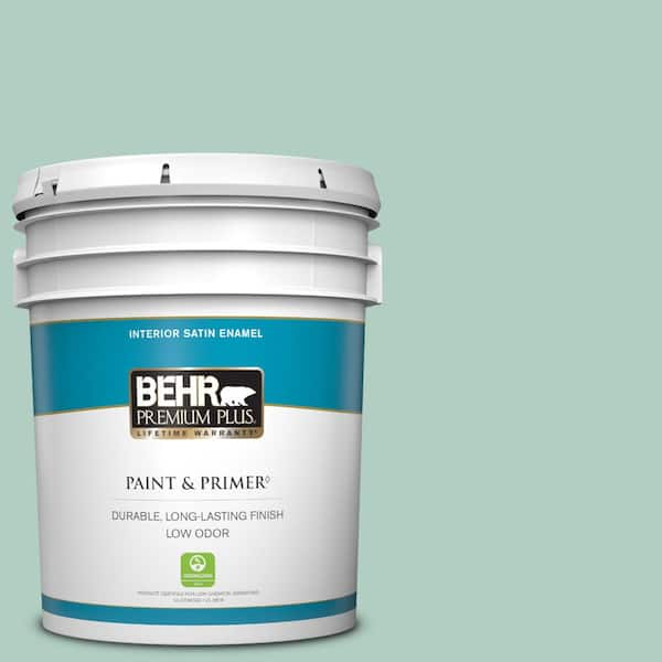 BEHR PREMIUM PLUS 5 gal. #M430-3 Wintergreen Dream Satin Enamel Low Odor Interior Paint & Primer