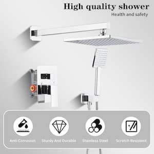 Rainfall Single Handle 2-Spray 9 in. Square Shower Faucet 2.5 GPM With High Pressure in Polished Chrome (Valve Included)
