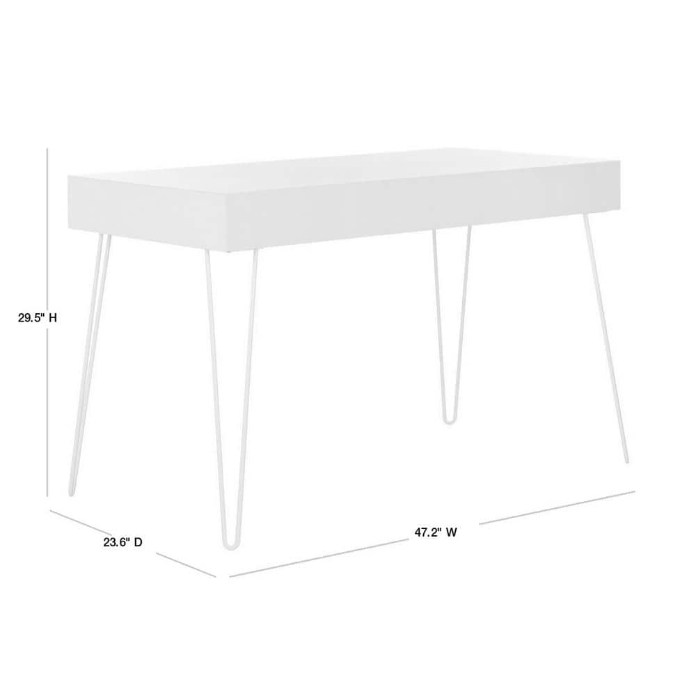 Transitional White Home Office Desk with Dual Hidden Drawers