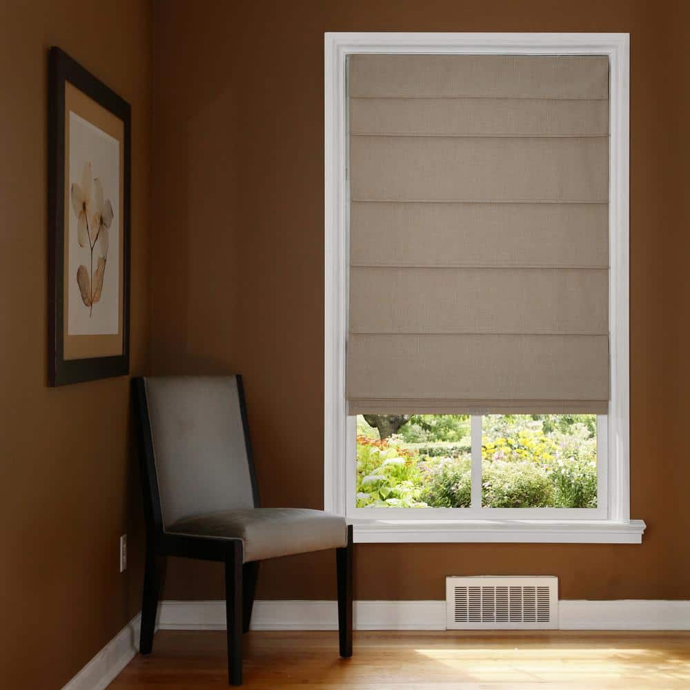 27-Inch Linen Cordless Blackout Fabric Roman Shades