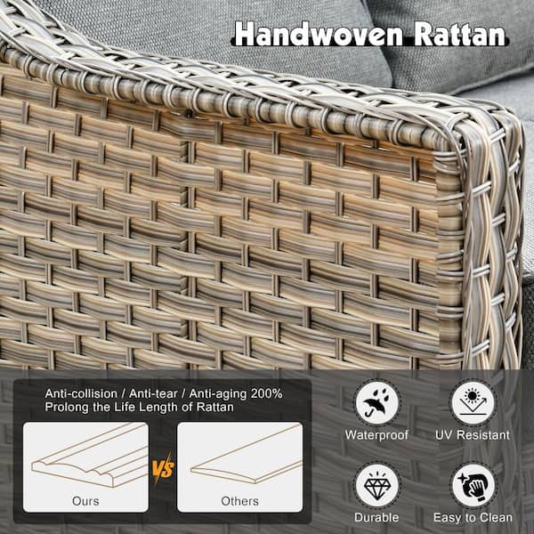 Toject Eureka Grey 3-Piece Wicker Outdoor Patio Conversation