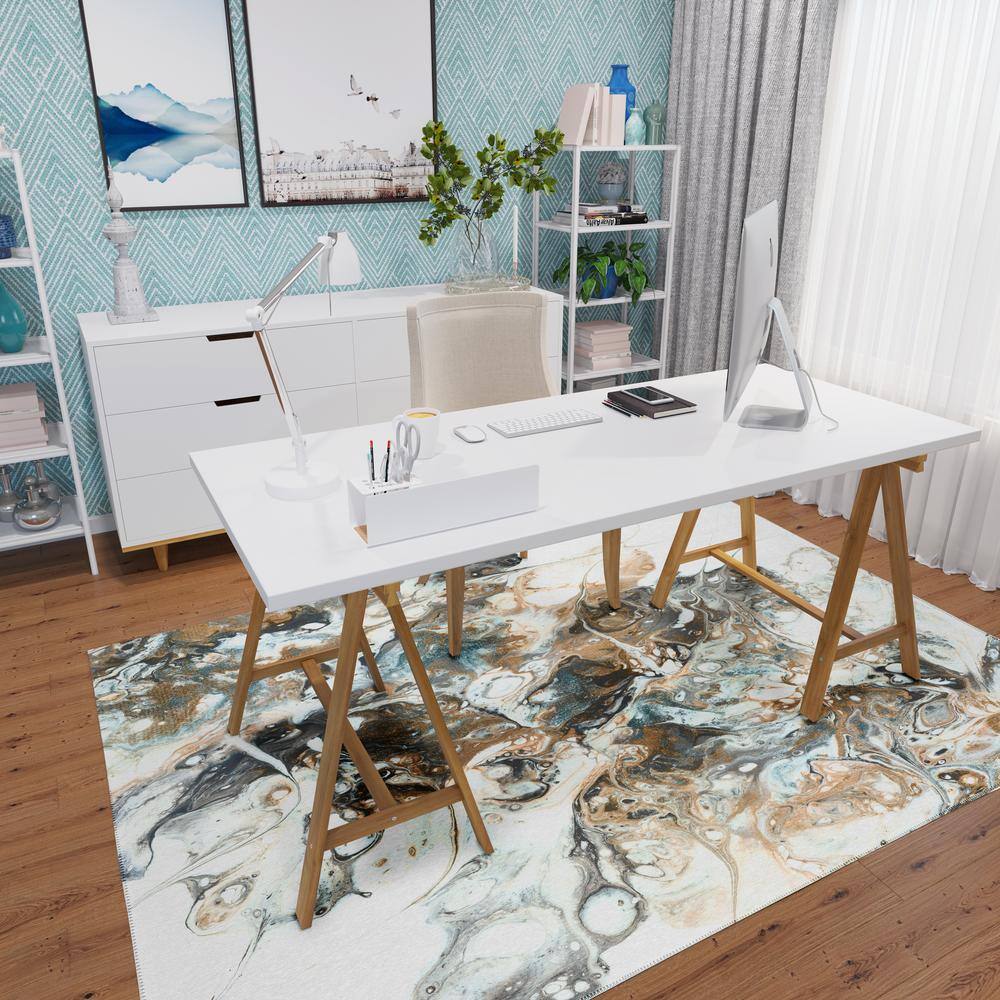 Karina Smoke Gray Abstract Chenille 10' x 14' Area Rug