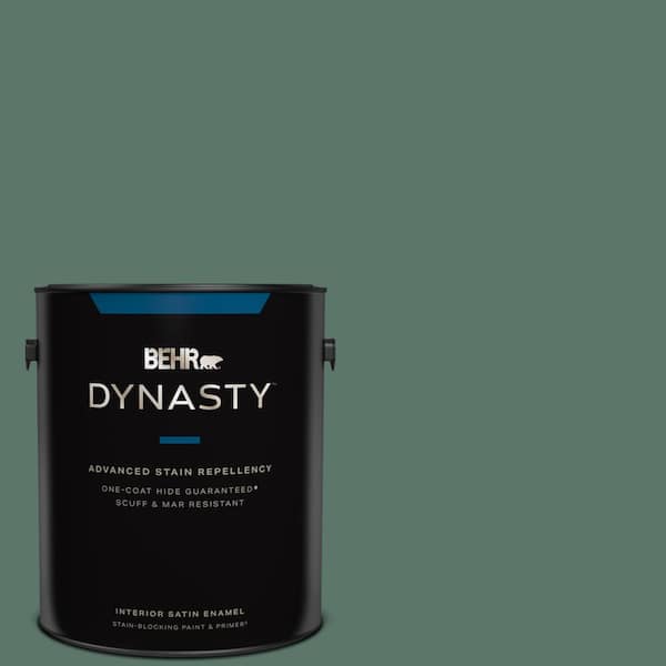 BEHR DYNASTY 1 gal. #S420-6 Pine Brook Satin Enamel Interior Stain-Blocking Paint and Primer