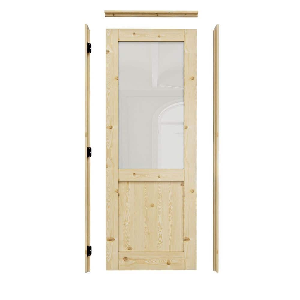 28 in. x 80 in. 1/2-Lite Frosted Glass Right-Hand Unfinished Pine Wood Single Prehung Interior Door+ Quick Assemble Jamb price history on PriceWatchPro