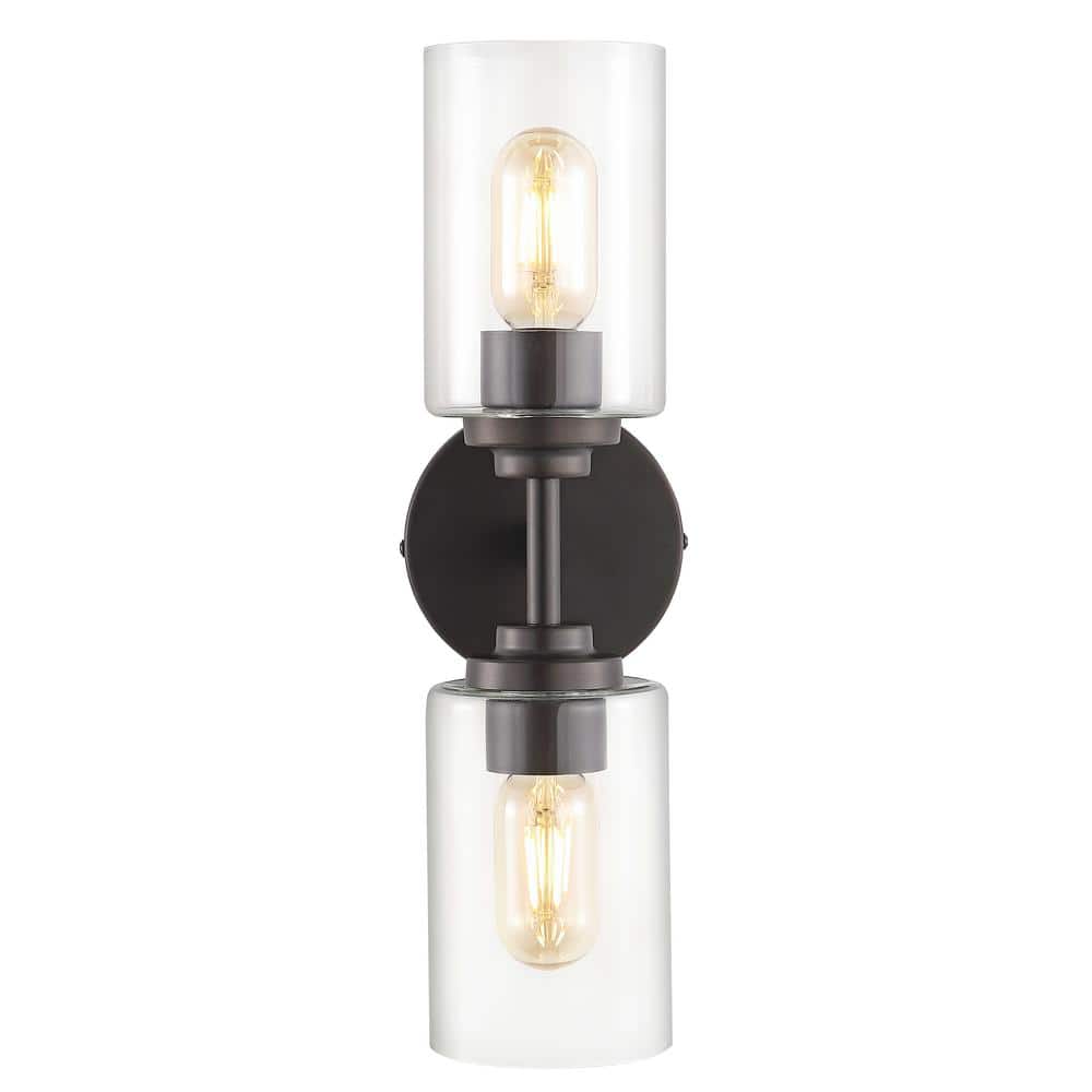 Giles 16" Oil Rubbed Bronze Cylinder Vanity Light with Clear Glass