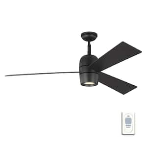 Alba 60 in. Integrated LED Indoor Midnight Black Ceiling Fan with Black Blades, DC Motor, Light Kit and Remote Control