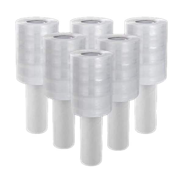 N/A 4 x 1000 Ft 80 Gauge Thick Heavy Duty Self-Adhering Stretch Wrap Film with Handle for Packing and Moving 6 Pack