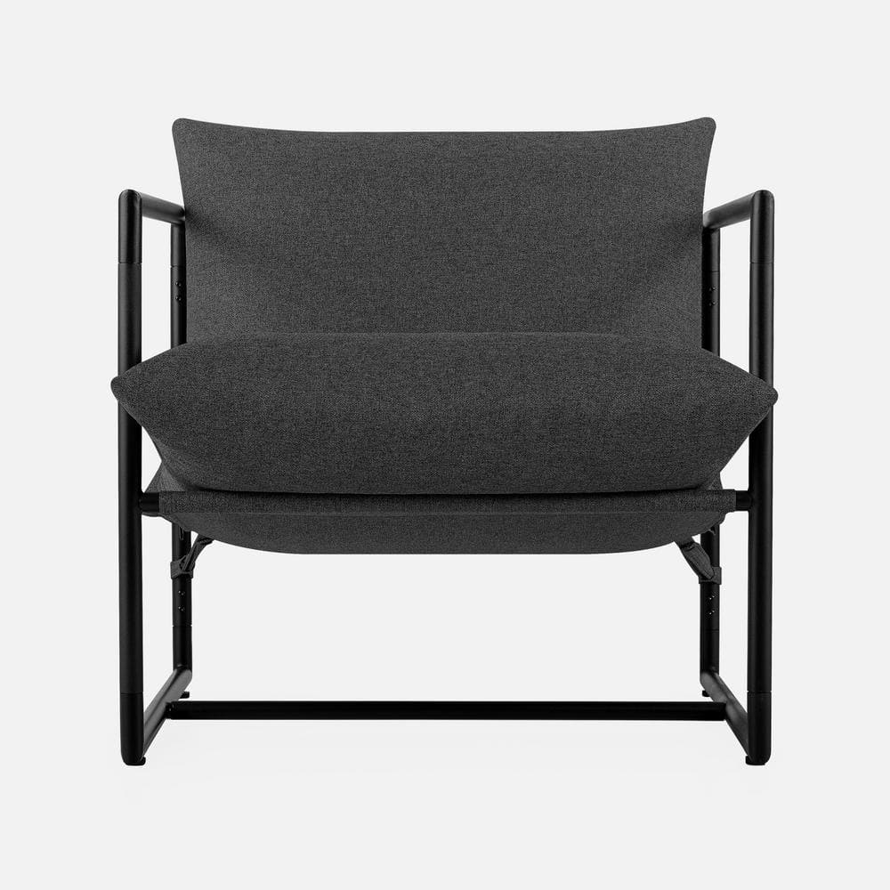 Modern Dark Grey Metal Frame Sling Accent Chair