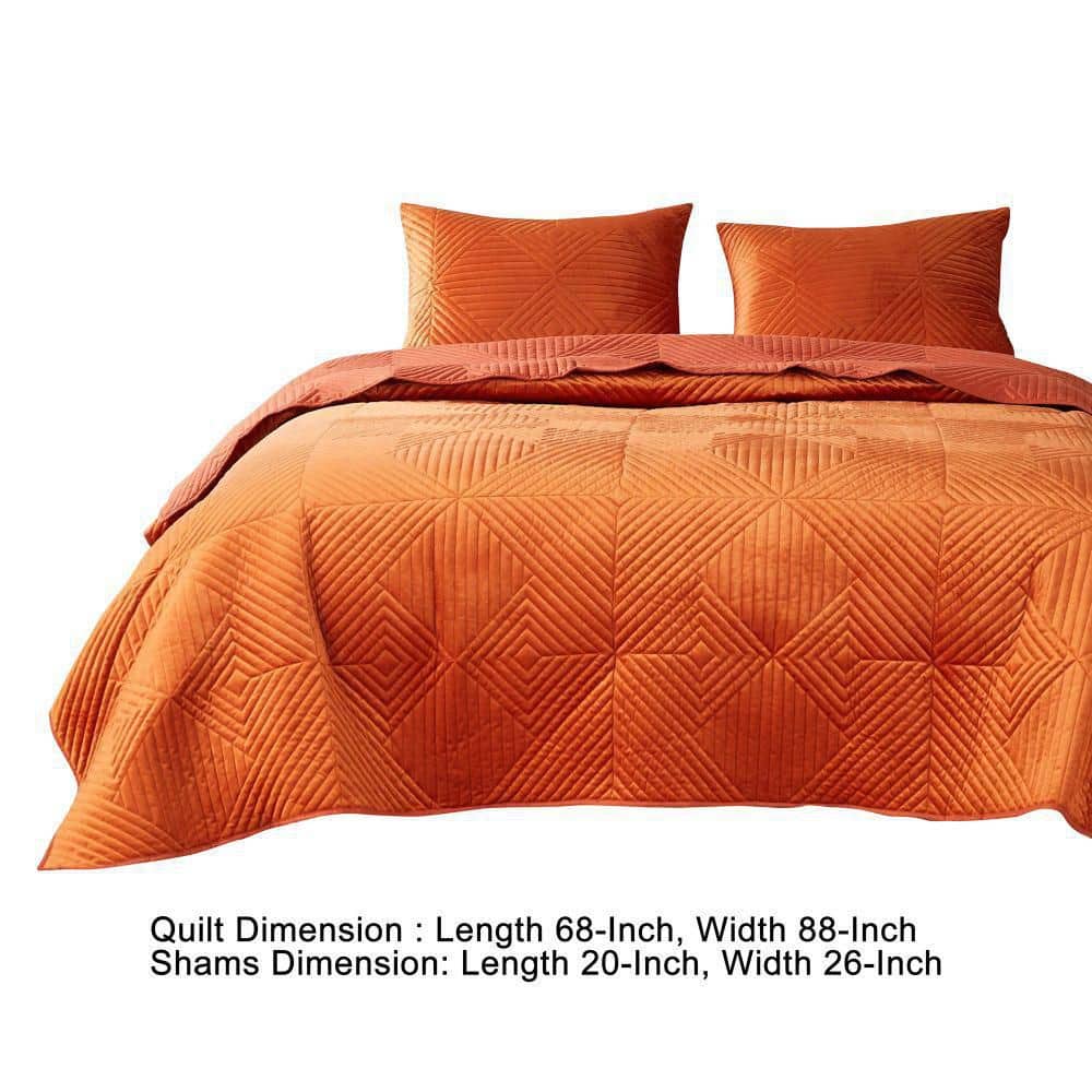 Orange Twin Reversible Microfiber Quilt Set with Sham