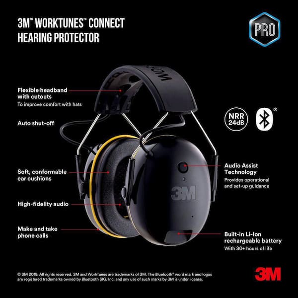 3M WorkTunes Connect Hearing Protector with Bluetooth Technology