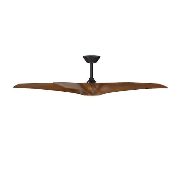Zephyr 5 62 in.Smart Indoor/Outdoor Matte Black Distressed Koa Standard Ceiling Fan+Selectable CCT Integrated LED+Remote
