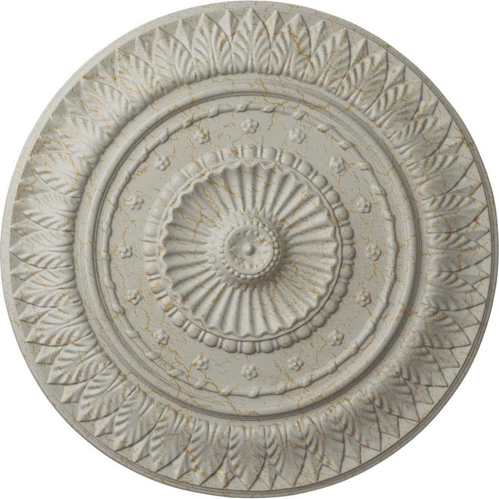 Hand-Painted Cream Crackle Urethane Ceiling Medallion