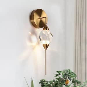 Lucivagus Modern 1-Light Plating Brass Integrated LED Wall Sconce with Crystal Shade