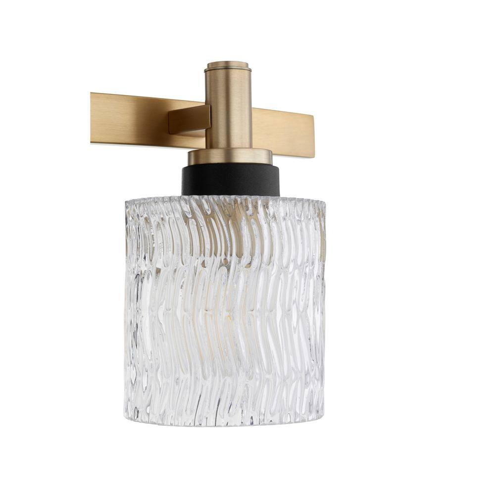 Aged Brass 3-Light Vanity with Clear Glass Shades