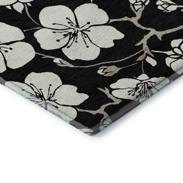 Mayfield Premium Machine Washable Abstract AMF1032 Black 3 ft. x 4 ft. Area Rug