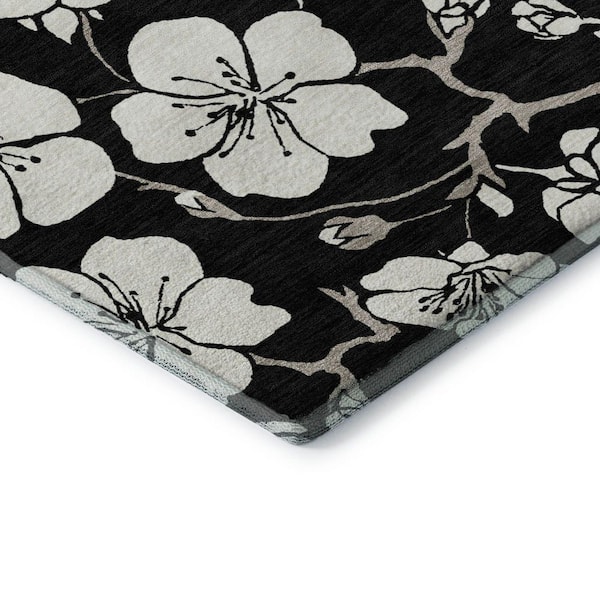 Mayfield Premium Machine Washable Abstract AMF1032 Black 8 ft. x 10 ft. Area Rug