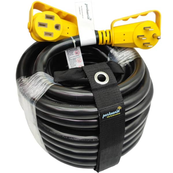 parkworld 75 ft. 6/3+8/1 50 Amp 125/250-Volt Outdoor NEMA 14-50 RV/EV/Generator Extension Cord With Handle/Lighted End, Black
