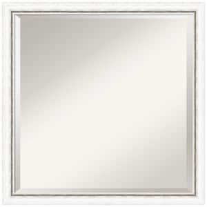 Morgan White Silver 22.25 in. x 22.25 in. Beveled Modern Sq. Wood Framed Wall Mirror in White