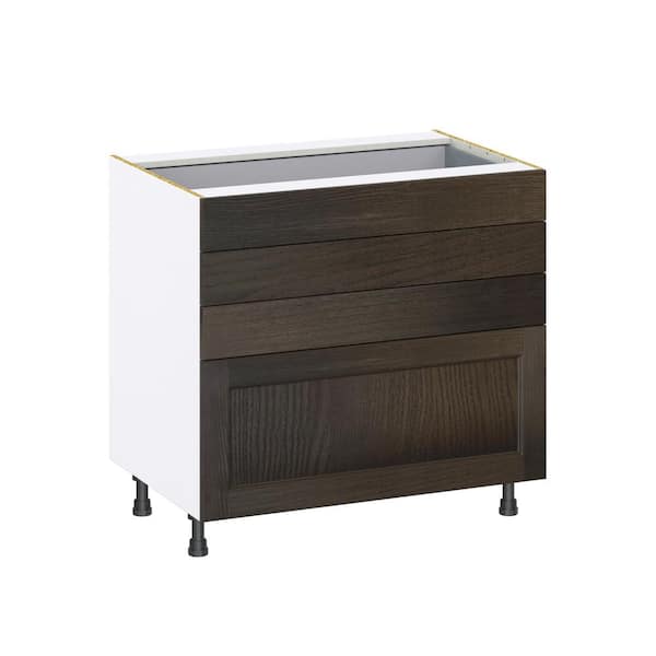 J COLLECTION Lincoln Chestnut Solid Wood Assembled Base Kitchen Cabinet with 4 Drawers (36 in. W x 34.5 in. H x 24 in. D)