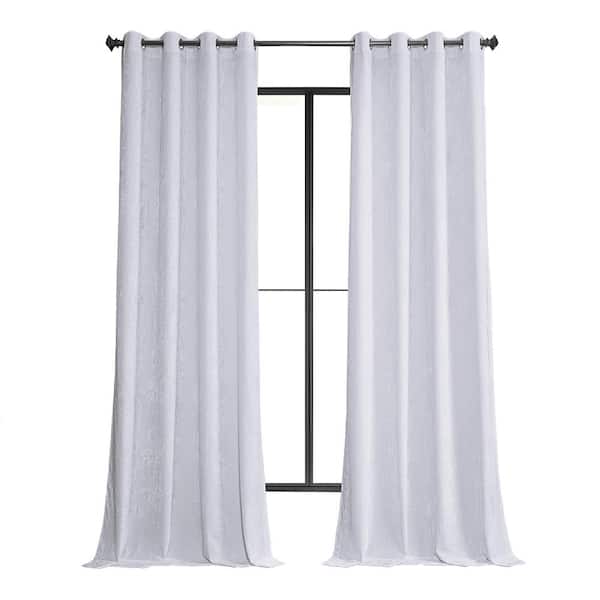 Pearl White Lush Crush Velvet 50 in. W x 96 in. L - Grommet Room Darkening Curtains (Single Panel)