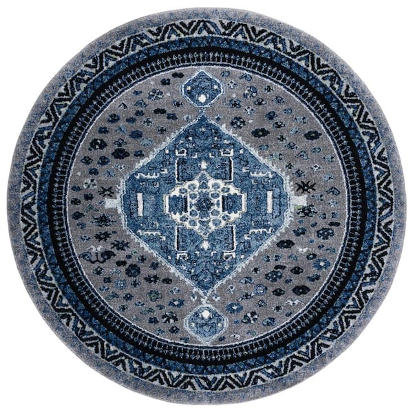 SAFAVIEH Vintage Hamadan Beige/Black 7 ft. x 7 ft. Medallion Floral Round Area Rug