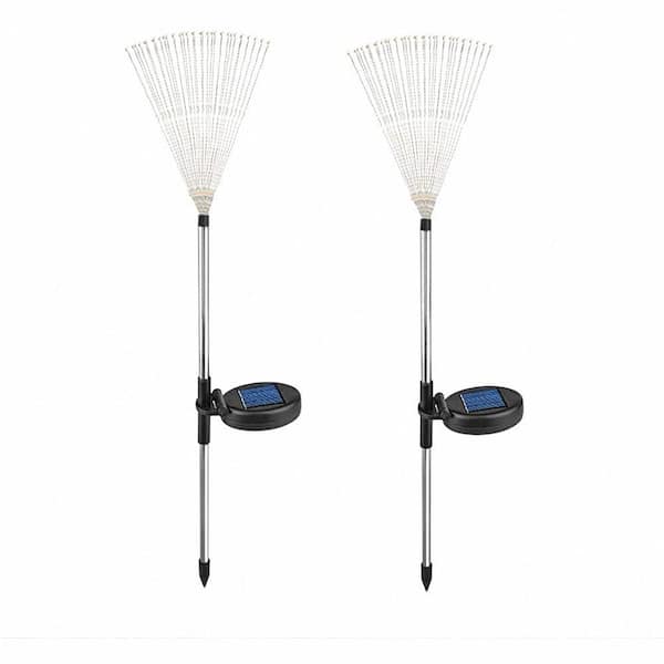 YANSUN White Outdoor Solar Decorative Firework Lights 120 LED Powered 40 Copper Wires String Path Light in Warm White (2-Pack)